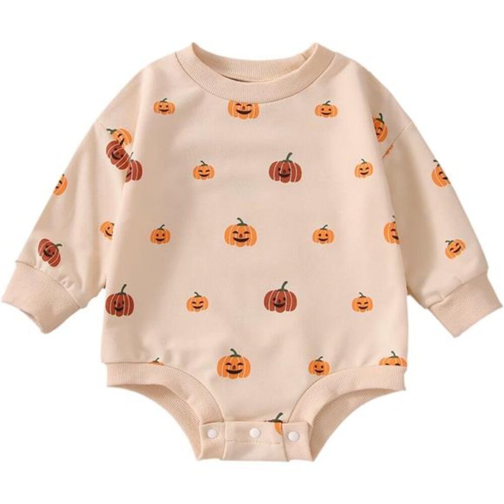 Halloween Baby Girl Boy Clothes Pumpkin Romper Sweatshirt‎ Onesie Bodysuit
